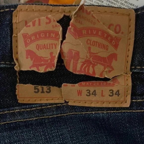 Levi’s Men’s 513 Dark Wash Denim Jeans Size 34 W 34L - Picture 3 of 4